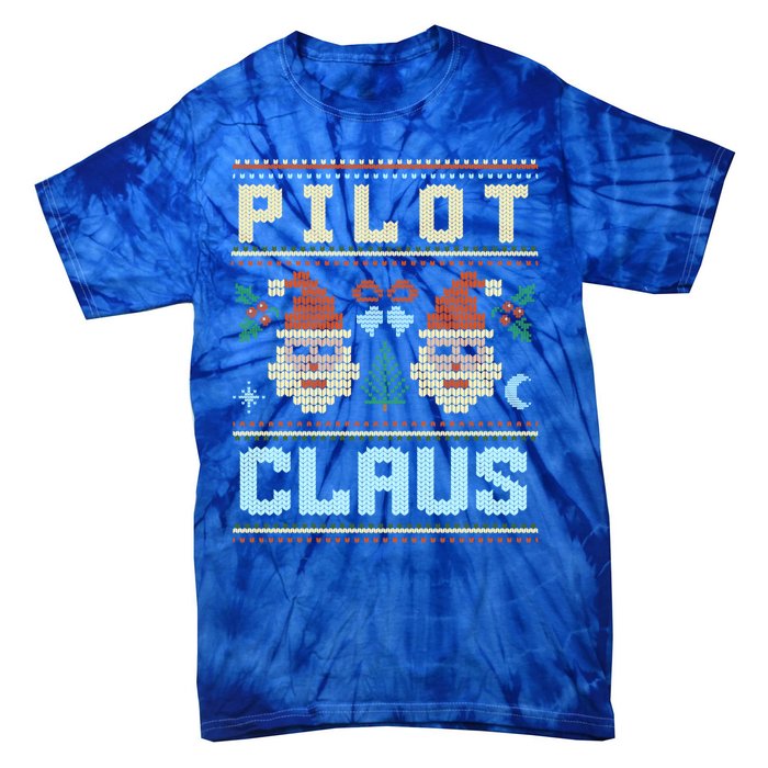 Pilot Claus Santa Flying Ugly Christmas Matching Aviator Funny Gift Tie-Dye T-Shirt