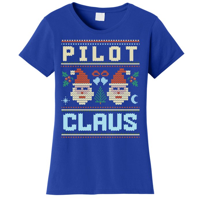 Pilot Claus Santa Flying Ugly Christmas Matching Aviator Funny Gift Women's T-Shirt