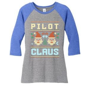 Pilot Claus Santa Flying Ugly Christmas Matching Aviator Funny Gift Women's Tri-Blend 3/4-Sleeve Raglan Shirt