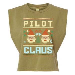 Pilot Claus Santa Flying Ugly Christmas Matching Aviator Funny Gift Garment-Dyed Women's Muscle Tee