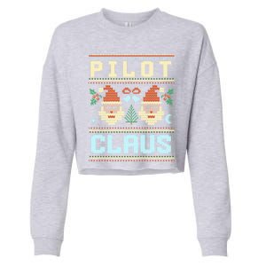 Pilot Claus Santa Flying Ugly Christmas Matching Aviator Funny Gift Cropped Pullover Crew