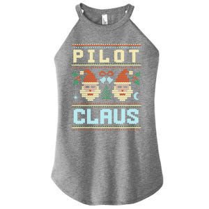 Pilot Claus Santa Flying Ugly Christmas Matching Aviator Funny Gift Women's Perfect Tri Rocker Tank