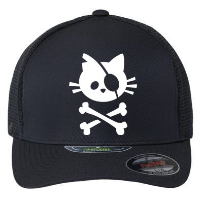 Pirate Cat Skull Cat Flexfit Unipanel Trucker Cap