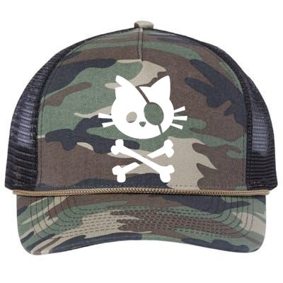 Pirate Cat Skull Cat Retro Rope Trucker Hat Cap