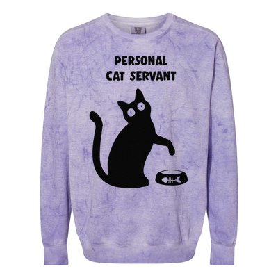 Personal Cat Servant Black Cat Lover Cat Mom Dad Gift Colorblast Crewneck Sweatshirt