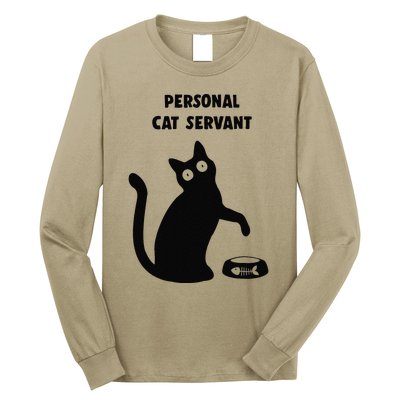 Personal Cat Servant Black Cat Lover Cat Mom Dad Gift Long Sleeve Shirt