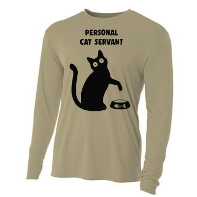 Personal Cat Servant Black Cat Lover Cat Mom Dad Gift Cooling Performance Long Sleeve Crew