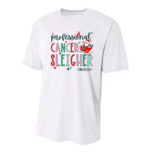 Professional Cancer Sleigher Oncology Nurse Christmas Women Youth Performance Sprint T-Shirt