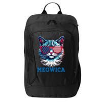 Patriotic Cat Sunglasses American Flag 4th of July Meowica City Backpack