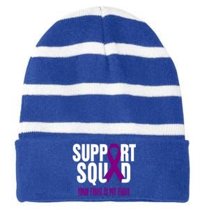 Pancreatic Cancer Support Squad Pancreatic Cancer Awareness Gift Striped Beanie with Solid Band