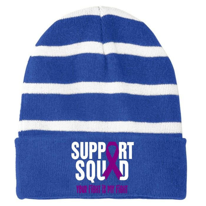 Pancreatic Cancer Support Squad Pancreatic Cancer Awareness Gift Striped Beanie with Solid Band