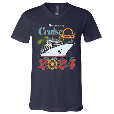 Personalized Cruise Squad Vacation Custom Name 2024 V-Neck T-Shirt