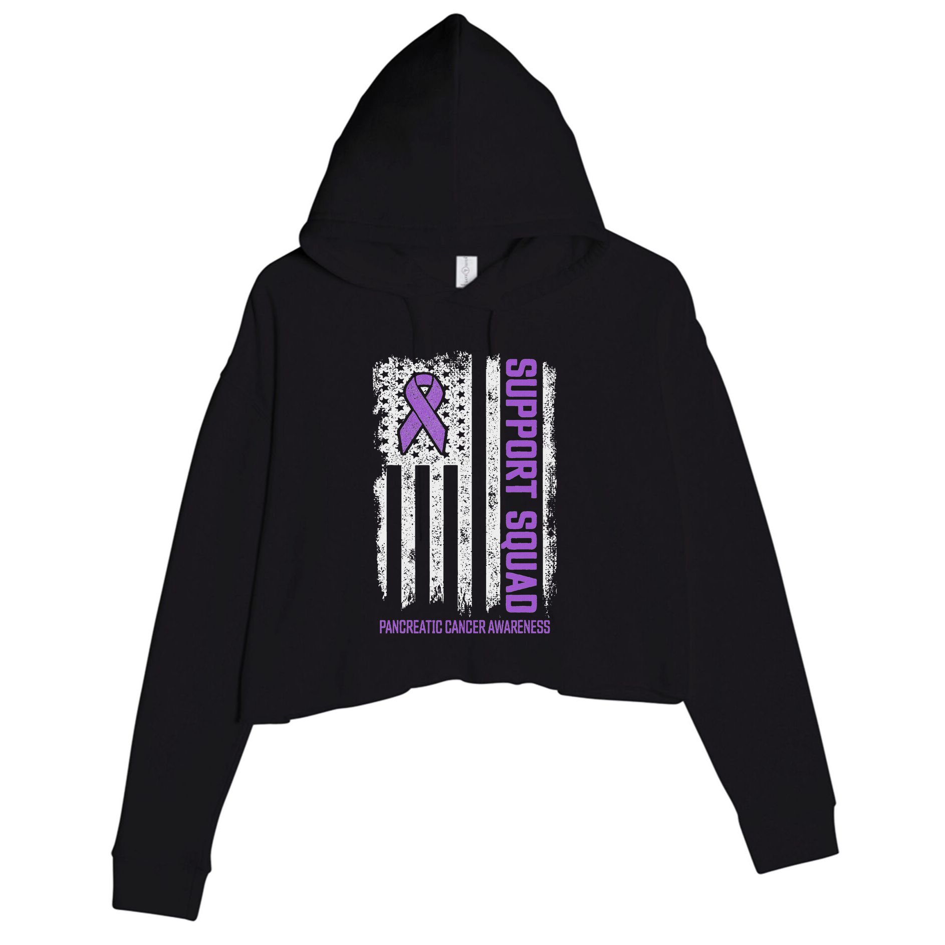 Pancreatic Cancer Support Squad Pancreatic Cancer Awareness Crop Fleece Hoodie