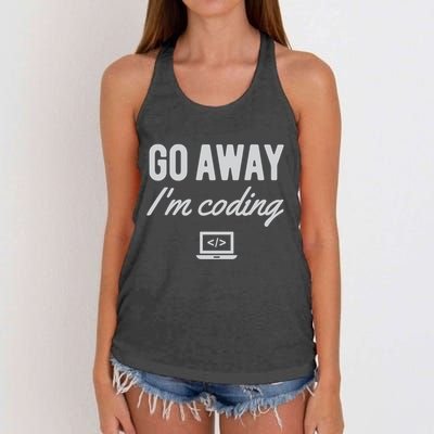 Programmer Coder Software Engineer Gift Go Away IM Coding Gift Women's Knotted Racerback Tank