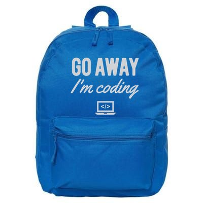 Programmer Coder Software Engineer Gift Go Away IM Coding Gift 16 in Basic Backpack