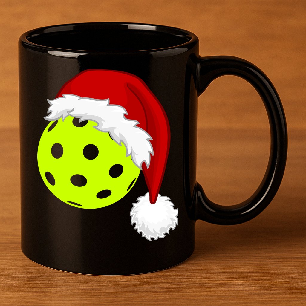 Pickleball Christmas Sana Hat 11oz C Handle Ceramic Mug