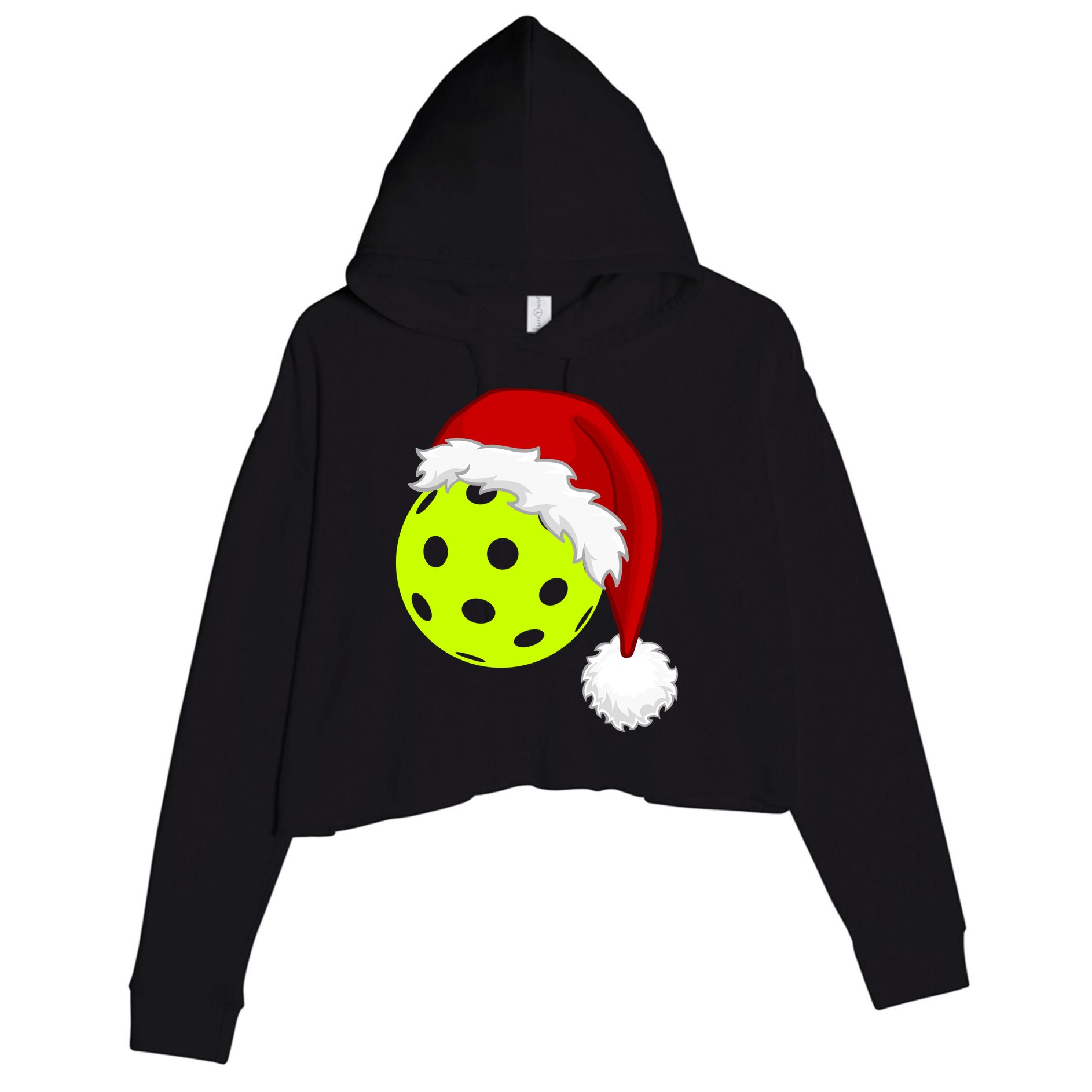 Pickleball Christmas Sana Hat Crop Fleece Hoodie