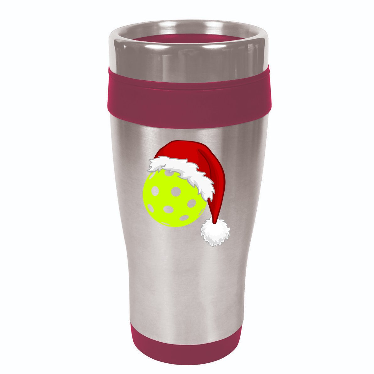 Pickleball Christmas Sana Hat 16oz Travel Tumbler