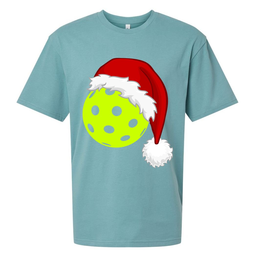 Pickleball Christmas Sana Hat Sueded Cloud Jersey T-Shirt