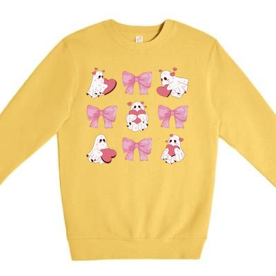 Pink Coquette Spooky Girly Halloween Premium Crewneck Sweatshirt