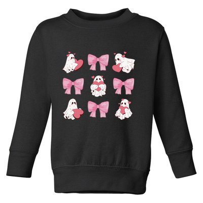 Pink Coquette Spooky Girly Halloween Toddler Sweatshirt