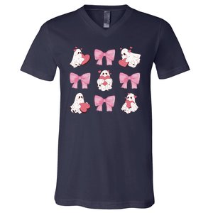 Pink Coquette Spooky Girly Halloween V-Neck T-Shirt