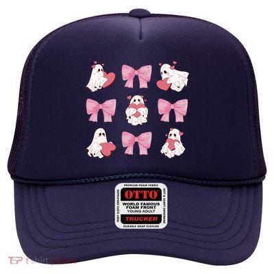 Pink Coquette Spooky Girly Halloween High Crown Mesh Back Trucker Hat