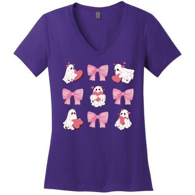 Pink Coquette Spooky Girly Halloween Women's V-Neck T-Shirt