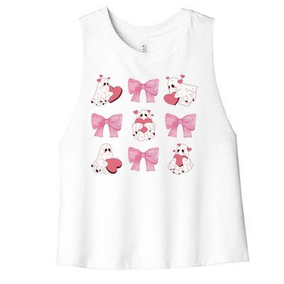 Pink Coquette Spooky Girly Halloween Women's Racerback Cropped Tank