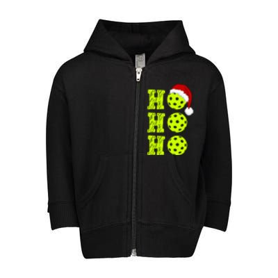 Pickleball Christmas Sana Ho Ho Ho Toddler Zip Fleece Hoodie