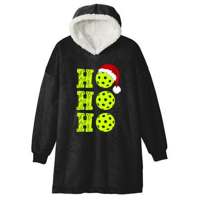 Pickleball Christmas Sana Ho Ho Ho Hooded Wearable Blanket