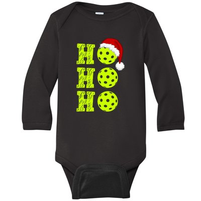 Pickleball Christmas Sana Ho Ho Ho Baby Long Sleeve Bodysuit