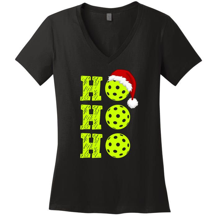 Pickleball Christmas Sana Ho Ho Ho Women's V-Neck T-Shirt