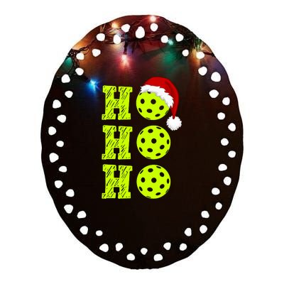 Pickleball Christmas Sana Ho Ho Ho Ceramic Oval Ornament