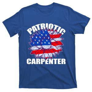 Patriotic Carpenter Sunflower Retro Job America Flag Great Gift T-Shirt