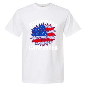 Patriotic Carpenter Sunflower Retro Job America Flag Great Gift Garment-Dyed Heavyweight T-Shirt