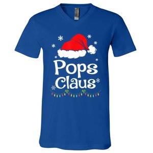 Pops Claus Santa Christmas Matching Family Pajama Funny Gift V-Neck T-Shirt