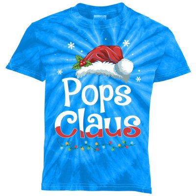 Pops Claus Santa Funny Christmas Pajama Matching Family Gift Kids Tie-Dye T-Shirt