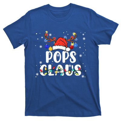 Pops Claus Santa Hat Reindeer Funny Christmas Family Pajama Gift T-Shirt