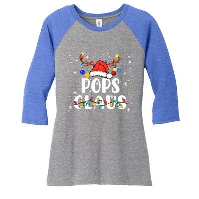 Pops Claus Santa Hat Reindeer Funny Christmas Family Pajama Gift Women's Tri-Blend 3/4-Sleeve Raglan Shirt