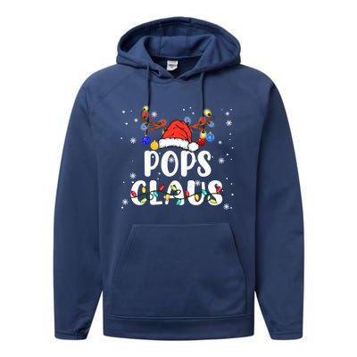 Pops Claus Santa Hat Reindeer Funny Christmas Family Pajama Gift Performance Fleece Hoodie