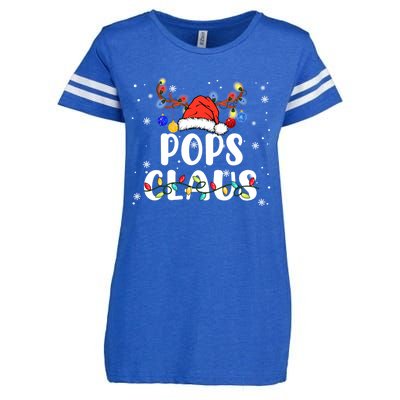 Pops Claus Santa Hat Reindeer Funny Christmas Family Pajama Gift Enza Ladies Jersey Football T-Shirt