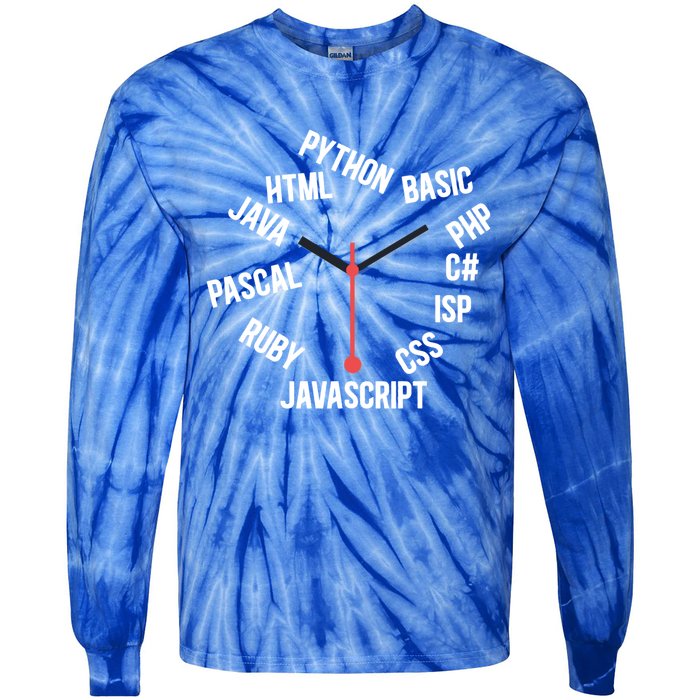 Programmer Clock Software Developer Computer Engineer Coder Gift Tie-Dye Long Sleeve Shirt