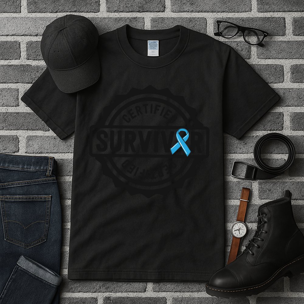 Prostate Cancer Survivor Gift Blue Ribbon Awareness Tall T-Shirt