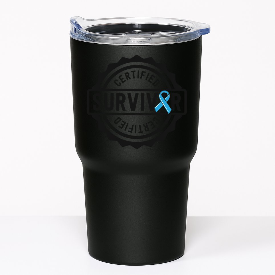 Prostate Cancer Survivor Gift Blue Ribbon Awareness Tumbler