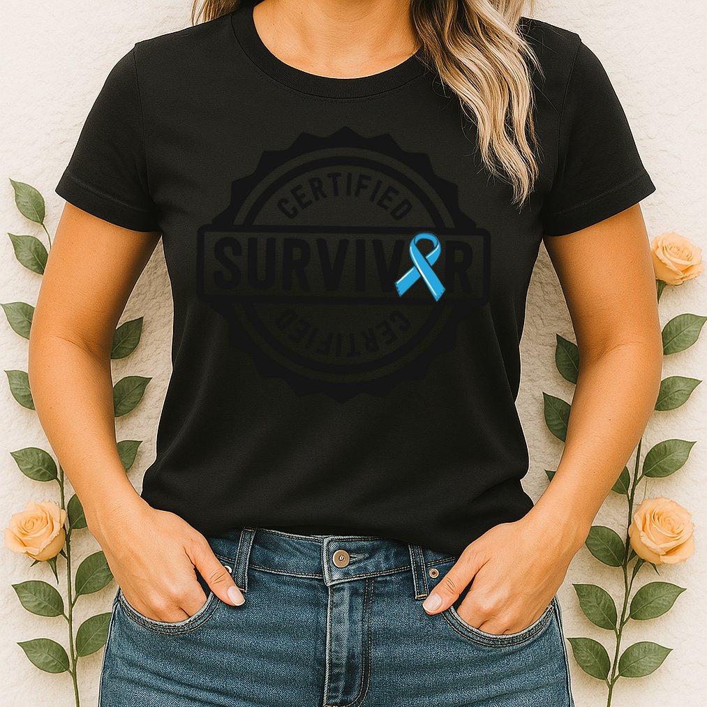Prostate Cancer Survivor Gift Blue Ribbon Awareness Womens T-Shirt