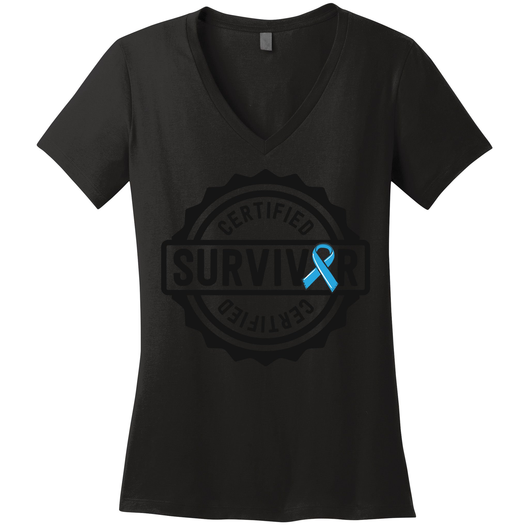Prostate Cancer Survivor Gift Blue Ribbon Awareness Women's V-Neck T-Shirt