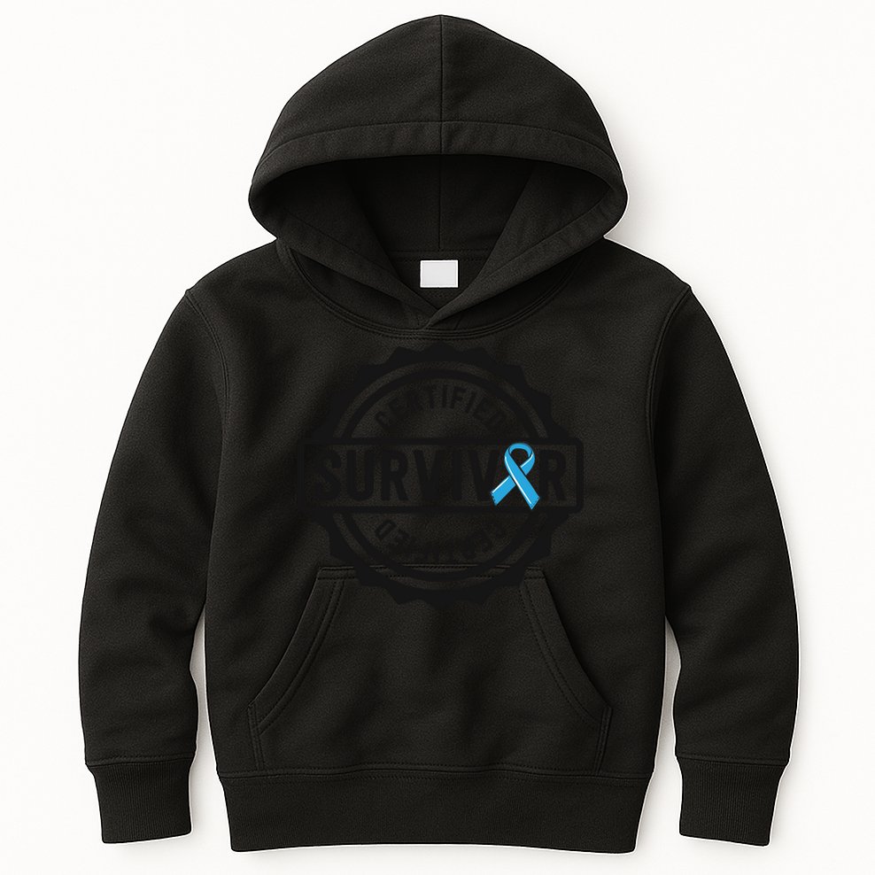 Prostate Cancer Survivor Gift Blue Ribbon Awareness Kids Hoodie