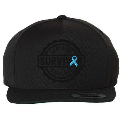 Prostate Cancer Survivor Gift Blue Ribbon Awareness Wool Snapback Cap