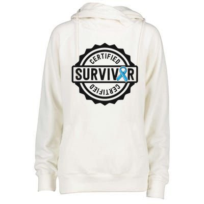 Prostate Cancer Survivor Gift Blue Ribbon Awareness Womens Funnel Neck Pullover Hood